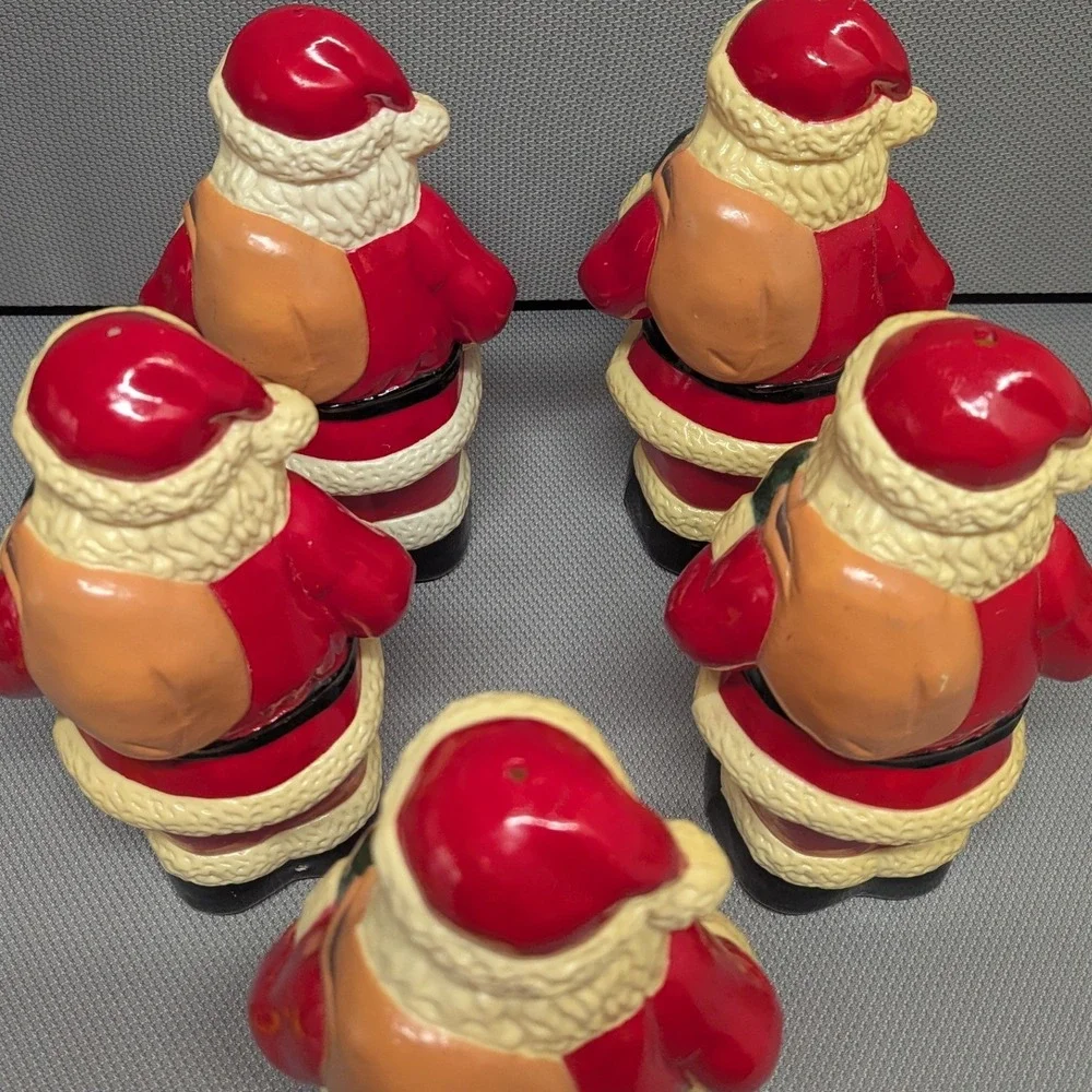 Set of 5 VTG Santa Claus Blow Mold Pathway Light Covers Christmas Holiday Decor